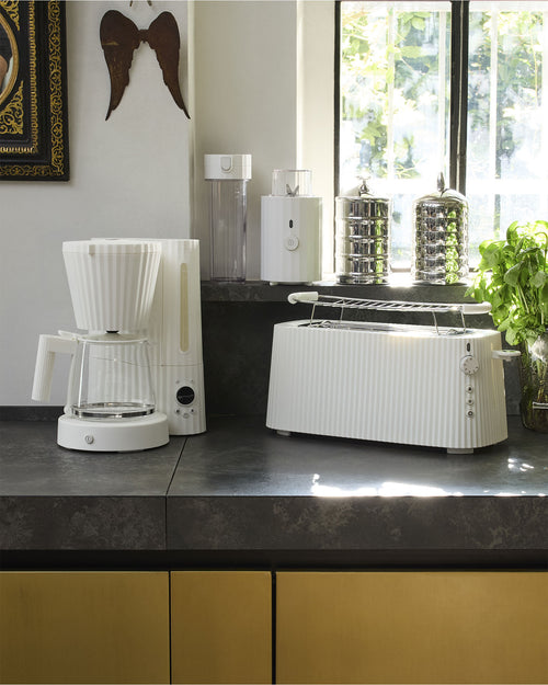 Plissé white Long double compartment toaster Alessi 2