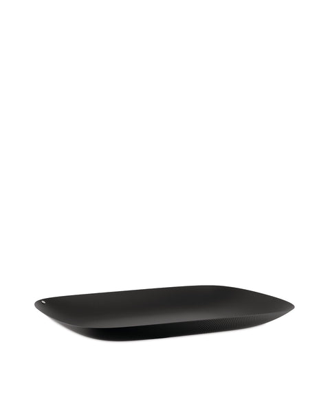 Vassoio Rettangolare Alessi Moiré, Acciaio Con Resina Epossidica Nera, Misure 5x46x35 Cm, Design Marcel Wanders