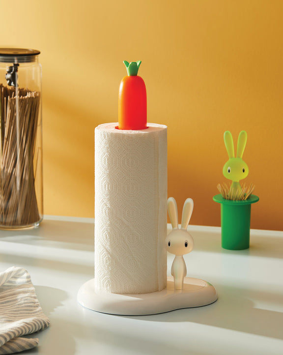 Alessi - White Bunny & Carrot Kitchen Roll Holder