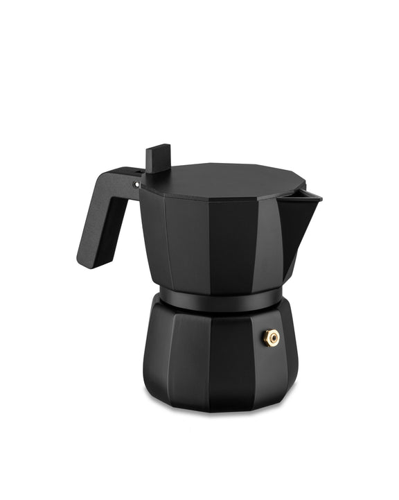 Alessi Caffettiera, Alluminio, Nero, 10 cm